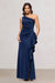 Sheath/Column Satin One-Shoulder Sleeveless Floor-Length Evening/Wedding Guest Dresses With Side Split & Ruffle