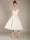 A-Line/Princess Little White Dress Organza Formal/Wedding Dresses Sweetheart&V-Neck Short Sleeves Tea-Length Cocktail Dresses With Sash / Ribbon