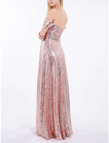 A-Line/Princess V-Neck Floor-length Long Bridesmaid Dresses With Split Side