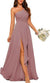 A-Line/Princess One-Shoulder Sleeveless Floor-Length Bridesmaid Dress with Split Side
