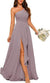 A-Line/Princess One-Shoulder Sleeveless Floor-Length Bridesmaid Dress with Split Side