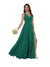 A字型/公主式雪纺V领无袖及地伴娘礼服