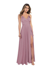 A Line/Princess Satin V-Neck Sleeveless Floor-Length Bridesmaid Dresses