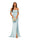 鱼尾/小号型缎面露肩无袖及地伴娘礼服