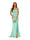 鱼尾/小号型缎面露肩无袖及地伴娘礼服