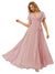 A Line/Princess Chiffon V-Neck Short Sleeves Ankle-Length Bridesmaid Dresses