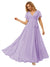 A Line/Princess Chiffon V-Neck Short Sleeves Ankle-Length Bridesmaid Dresses