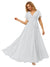 A Line/Princess Chiffon V-Neck Short Sleeves Ankle-Length Bridesmaid Dresses