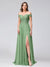 A-Line/Princess Off-the-Shoulder Sleeveless Long Bridesmaid Dresses with Side Slit & Appliqued