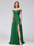 A-Line/Princess Off-the-Shoulder Sleeveless Long Bridesmaid Dresses with Side Slit & Appliqued