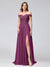 A-Line/Princess Off-the-Shoulder Sleeveless Long Bridesmaid Dresses with Side Slit & Appliqued
