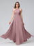 A-Line/Princess Halter Sleeveless Floor-Length Bridemaid Dresses with Ruffles