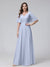 A-Line/Princess V-Neck Half Sleeves Floor-Length Bridemaid Dresses With Ruffles & Pockets