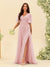 A-Line/Princess V-Neck Half Sleeves Chiffon Bridesmaid Dresses With Pockets & Split Side