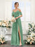 A字裙/公主裙V领细吊带及地伴娘礼服，带口袋