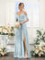 A字裙/公主裙V领细吊带及地伴娘礼服，带口袋