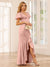 Sheath/Column V-Neck Short Sleeves Asymmetrical Bridesmaid Dresses with Ruffles