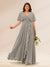 A字型/公主式V领短袖加大码伴娘礼服，带口袋