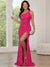 Trumpet/Mermaid Prom Dresses Sequins Evening Dresses One-Shoulder SleevelessFloor-length With Side Split