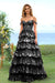 A-Line/Princess Sweetheart Off-the-Shoulder Long Prom Evening Party Floral Dresses with Sequins & Ruffles