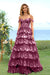 A-Line/Princess Sweetheart Off-the-Shoulder Long Prom Evening Party Floral Dresses with Sequins & Ruffles