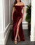 Mermaid Plus Size Prom Dress Velvet Formal Dress Corset Off-the-Shoulder Floor-length High Split