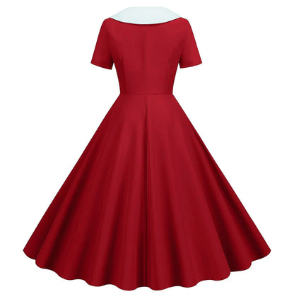 A-Line/Princess Jewel Neck Short Sleeves Knee-Length Halloween Performance Costumes Dress with Ruffles