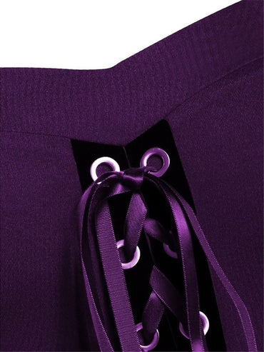 A-Line/Princess Black Sweetheart 3/4 Sleeves Knee-Length Retro Gothic Halloween Performance Costumes Dress