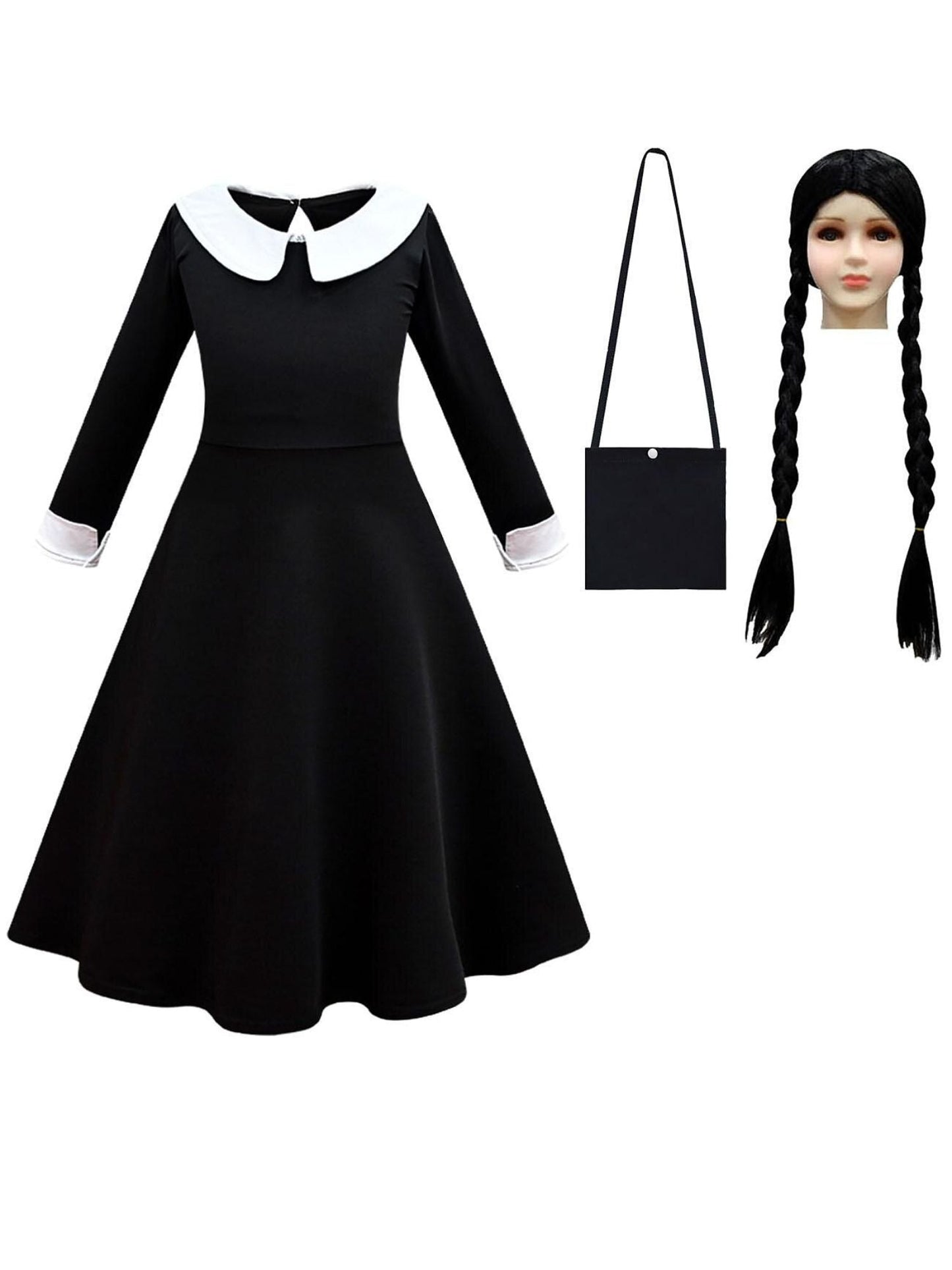 A-Line/Princess Crew Neck Long Sleeves Knee-Length Girl's Horrible Halloween Performance Costumes Set