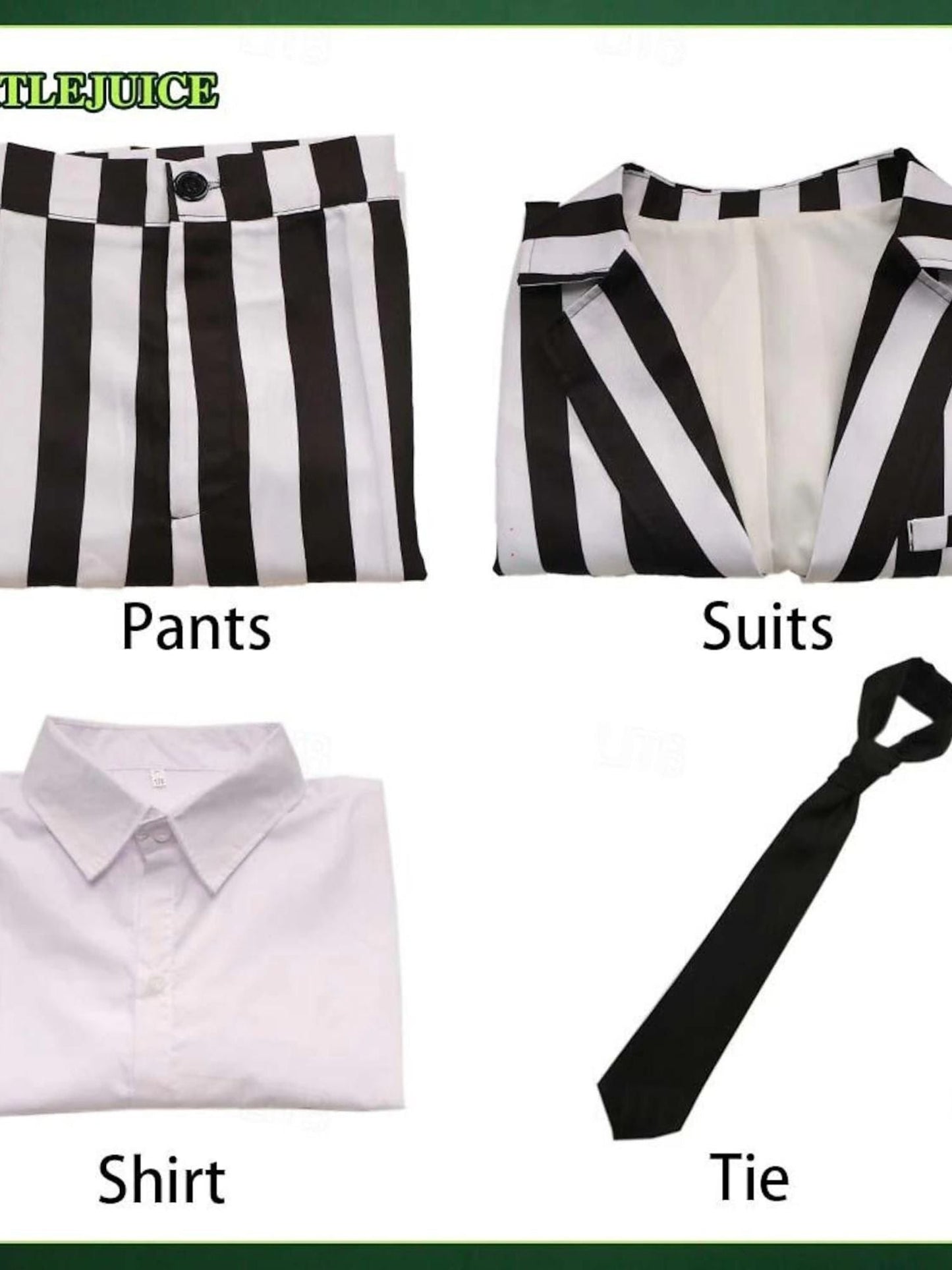 Halloween Classic Black and White Striped Men's Suits Horror Movie Cosplay Costume