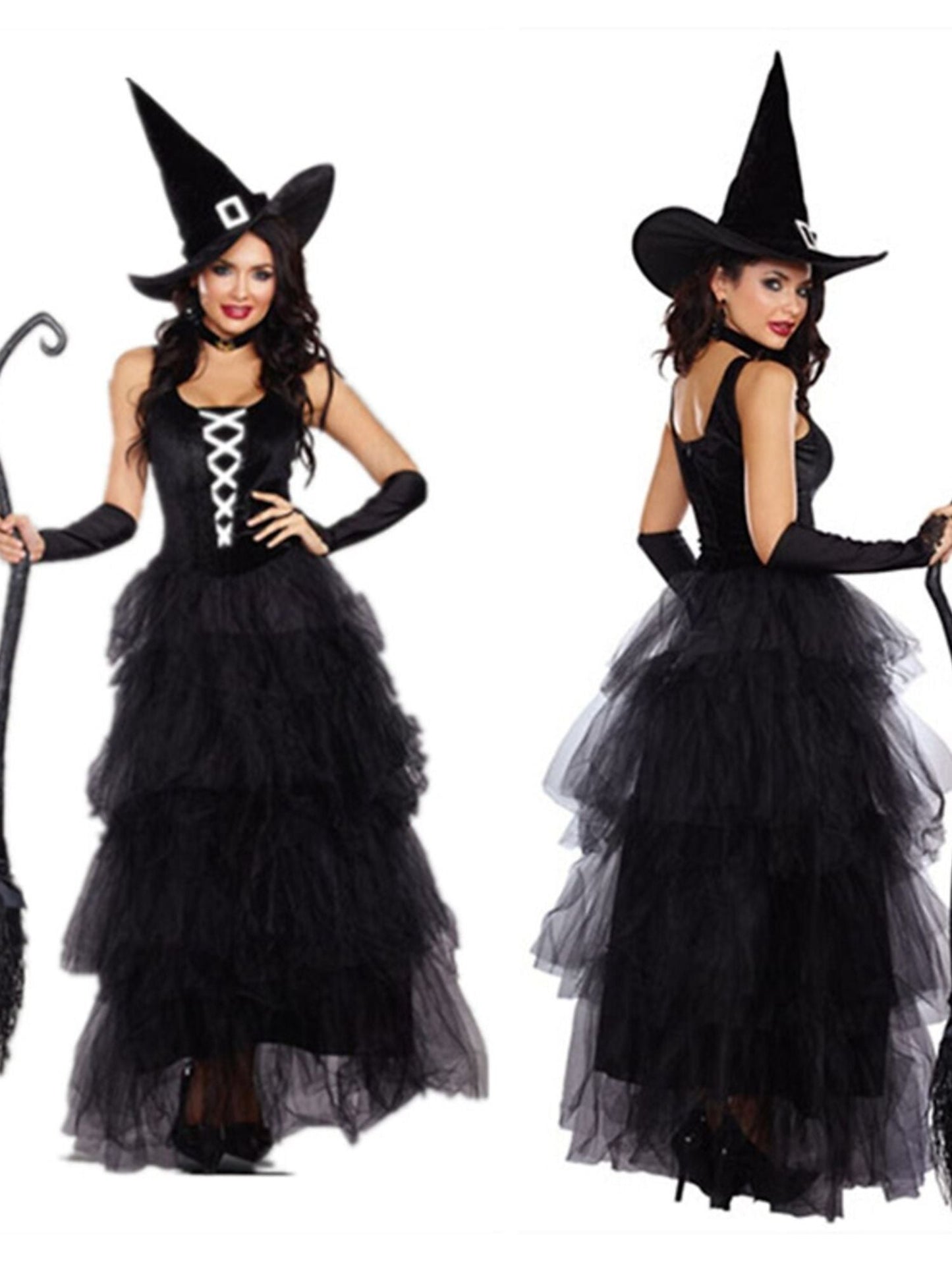 A-Line/Princess Square Neck Sleeveless Floor Length Sexy Witch Halloween Performance Costumes Dress