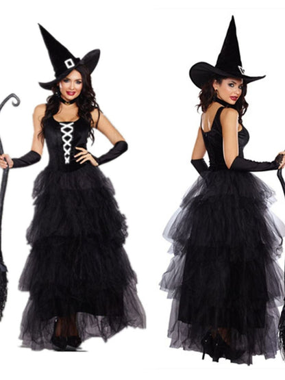 A-Line/Princess Square Neck Sleeveless Floor Length Sexy Witch Halloween Performance Costumes Dress
