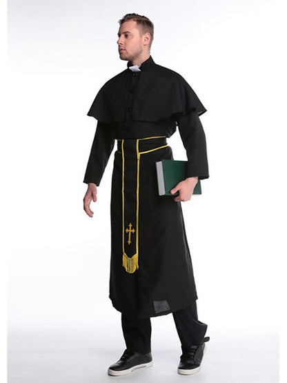 Couple Priest Nun Couple Black Golden Halloween Masquerade Vintage Costume