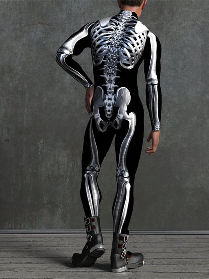 Dark Adults' Skull One Piece Full Body Catsuit Halloween Scary Cosplay Costume