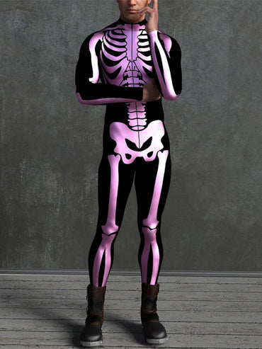 Dark Adults' Skull One Piece Full Body Catsuit Halloween Scary Cosplay Costume