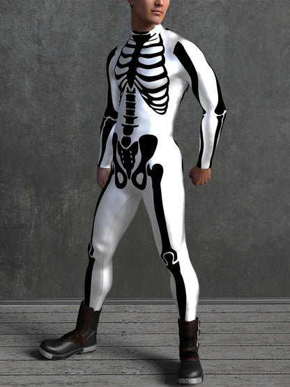Dark Adults' Skull One Piece Full Body Catsuit Halloween Scary Cosplay Costume