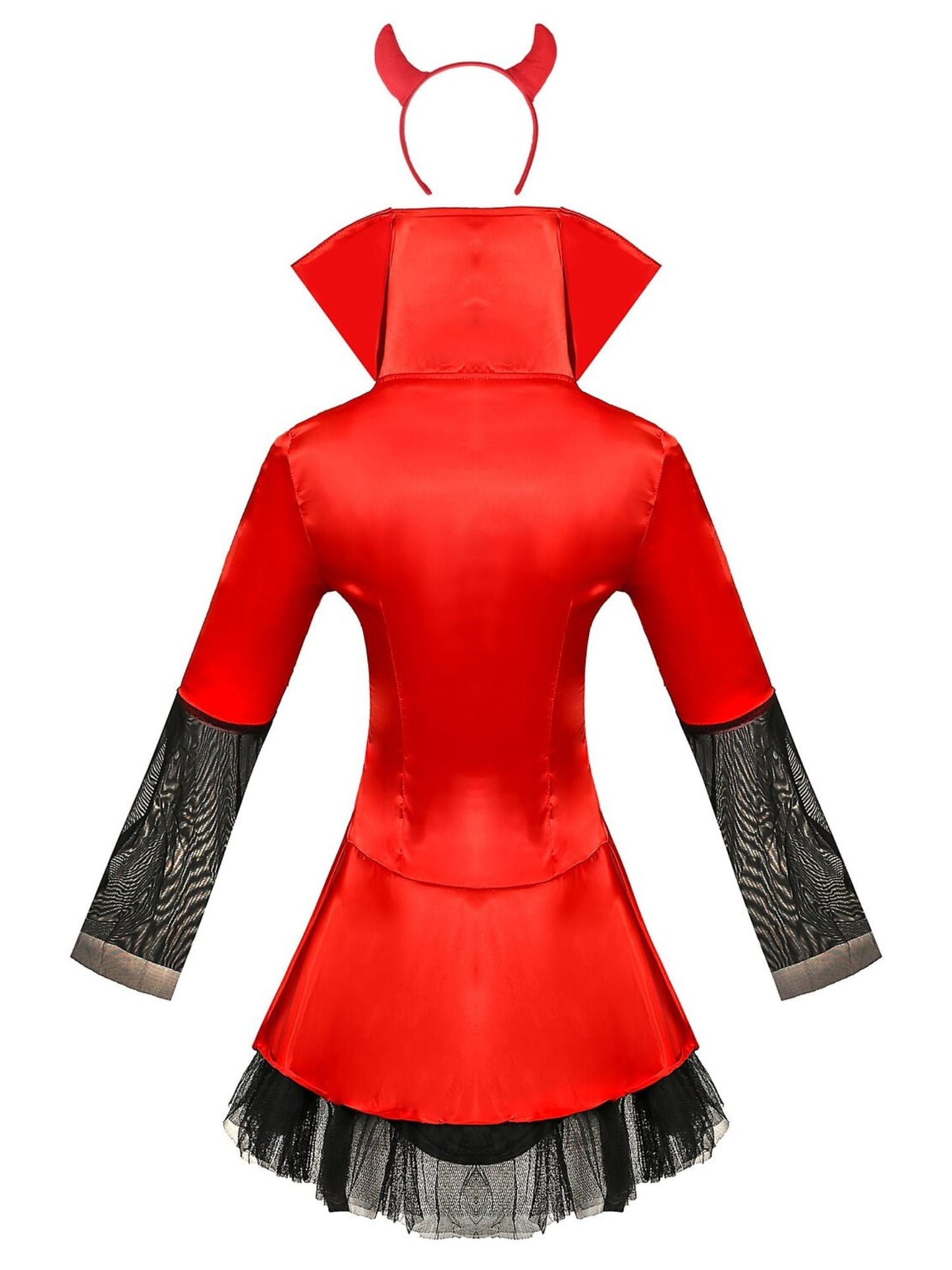 Halloween Devil Strap V-Neck Half Sleeves Mini Sexy Cute Costume Dress Set