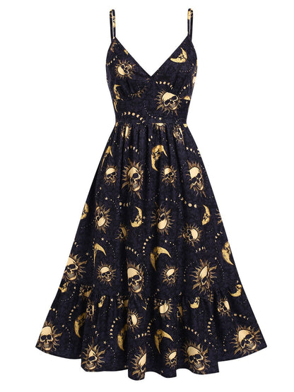 A-Line/Princess Spaghetti Straps Sleeveless Knee-Length Halloween Performance Costumes Dress