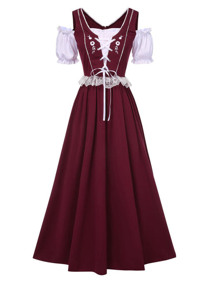 A-Line/Princess Square Neck Short Sleeves Knee-Length Halloween Performance Costumes Dress