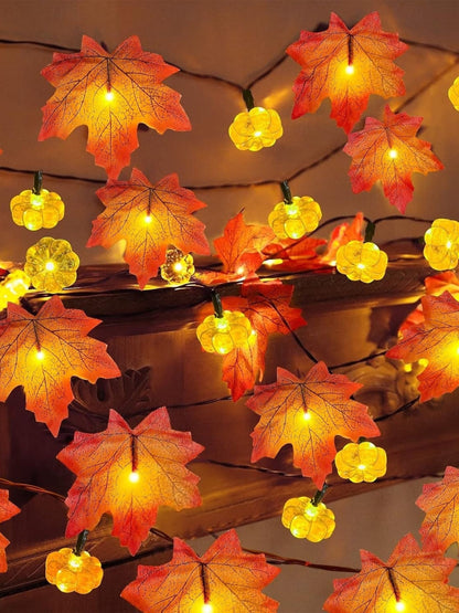 Halloween Maple Leaf Pumpkin String Decoration Lights Costume Props