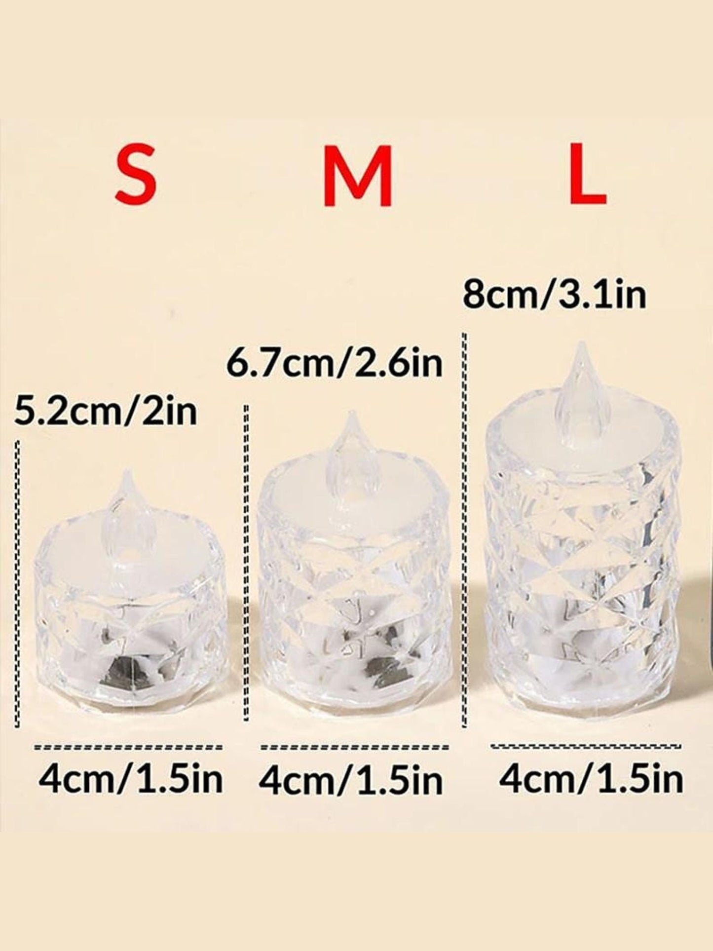 Retro Crystal Flameless Candle Atmospheric Lights (3 pics of set)