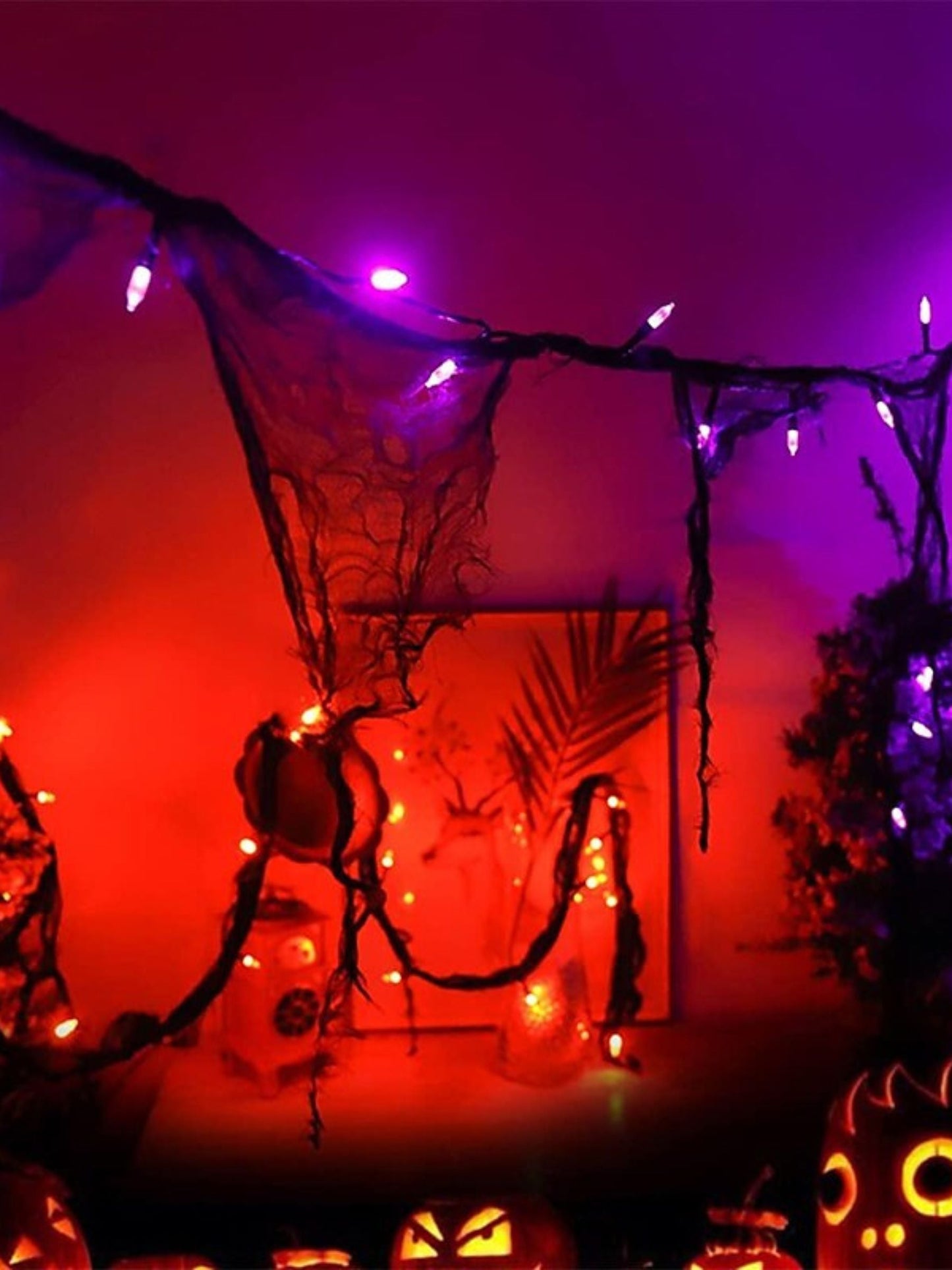 Halloween Black Mesh Gothic Horror Atmosphere String Lights