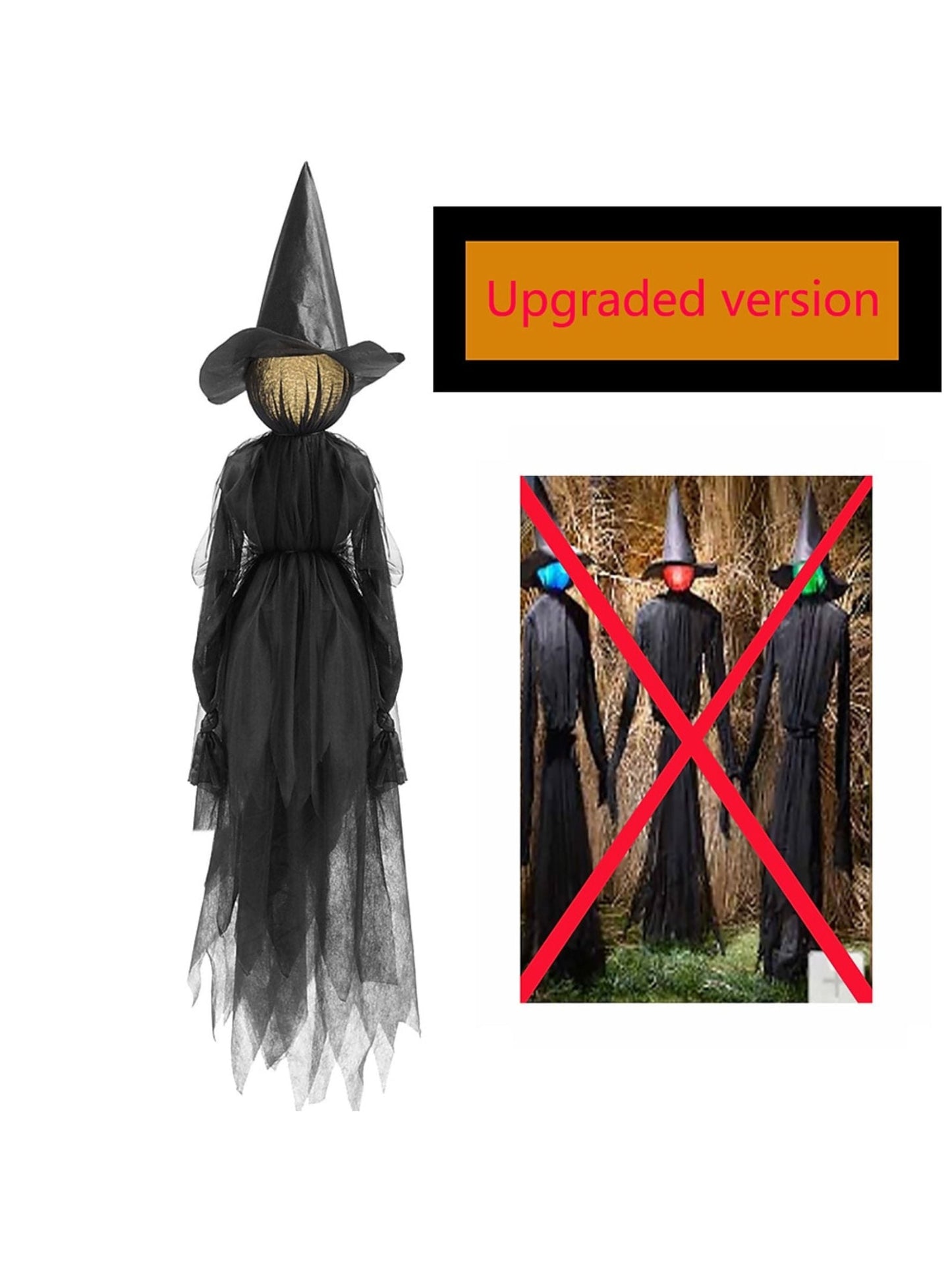 Halloween Colorful Gradient Voice Control Witch Ghost Spooky Hanging Decoration Props
