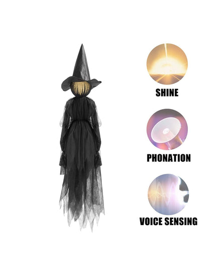 Halloween Colorful Gradient Voice Control Witch Ghost Spooky Hanging Decoration Props