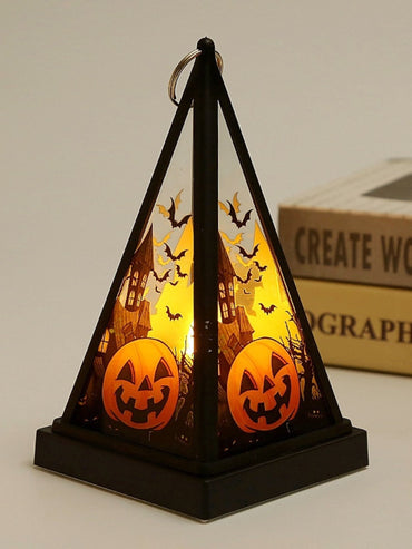 Halloween Vintage Triangle Castle Skull Hanging LED Decorative Lantern