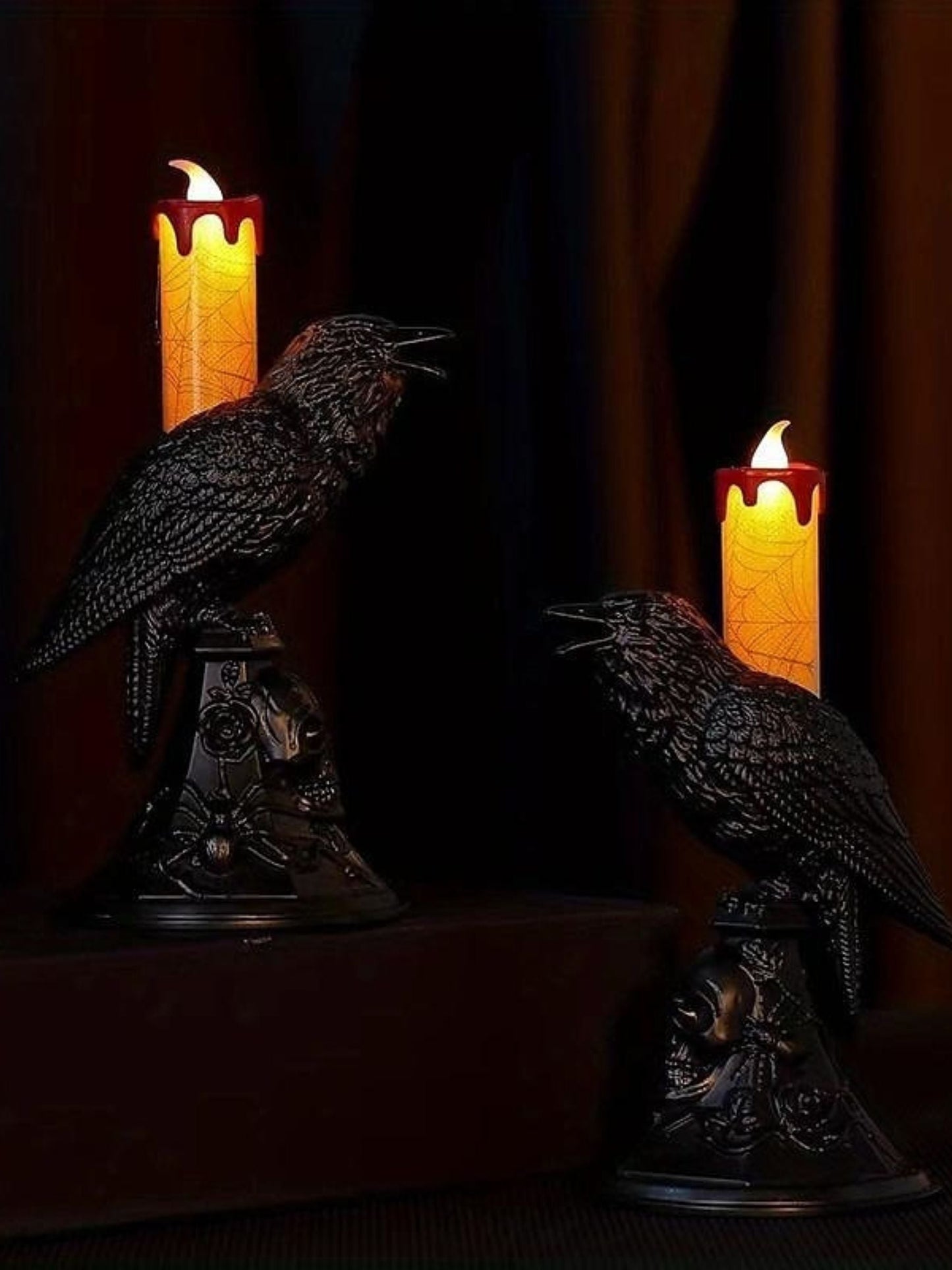 Halloween Black Raven Candle Electronic Desktop Decorative Lights