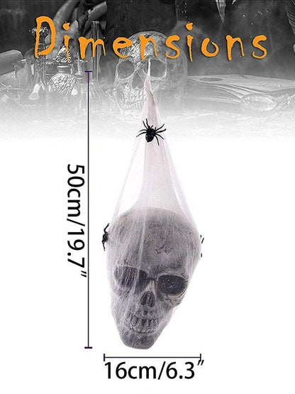 Halloween Glowing Eyes Spider Web Skull Hanging Decoration Prop