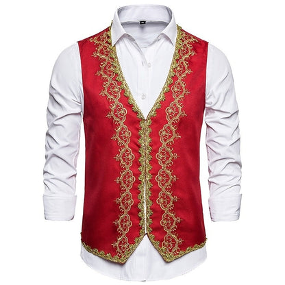 Men's Masquerade Party / Evening Retro Vintage Rococo Victorian Waistcoat Prince Embroidery Vest