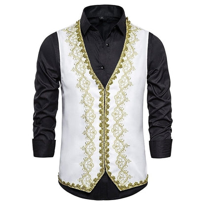 Men's Masquerade Party / Evening Retro Vintage Rococo Victorian Waistcoat Prince Embroidery Vest