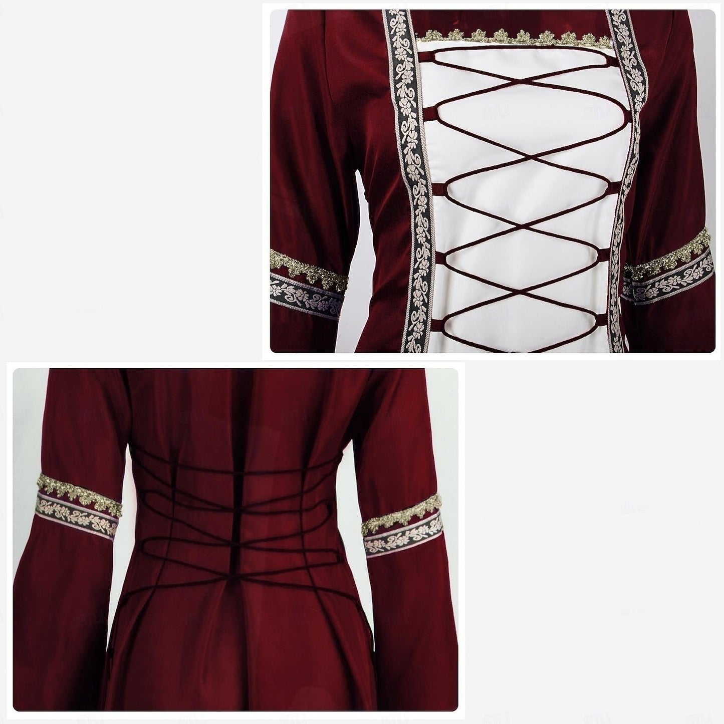 Retro Women's Vintage Medieval Renaissance Carnival Celtic Halloween Ankle-Length Dress